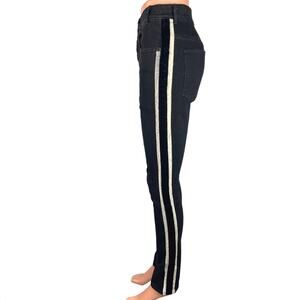 Introspection Black Velvet Side Stripe High Rise Zip Fly Skinny Jeans Size 30